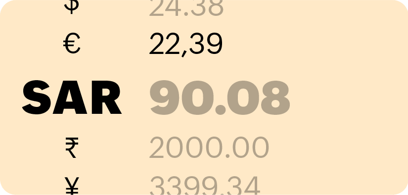 Numbers with global currency symbols highlights Zoho Books' multi-currency feature